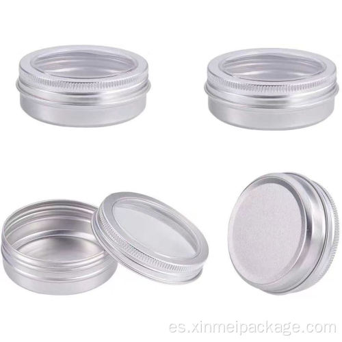 2 onzas de lata de aluminio 60 ml con tapa transparente